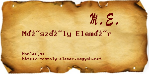 Mészöly Elemér névjegykártya